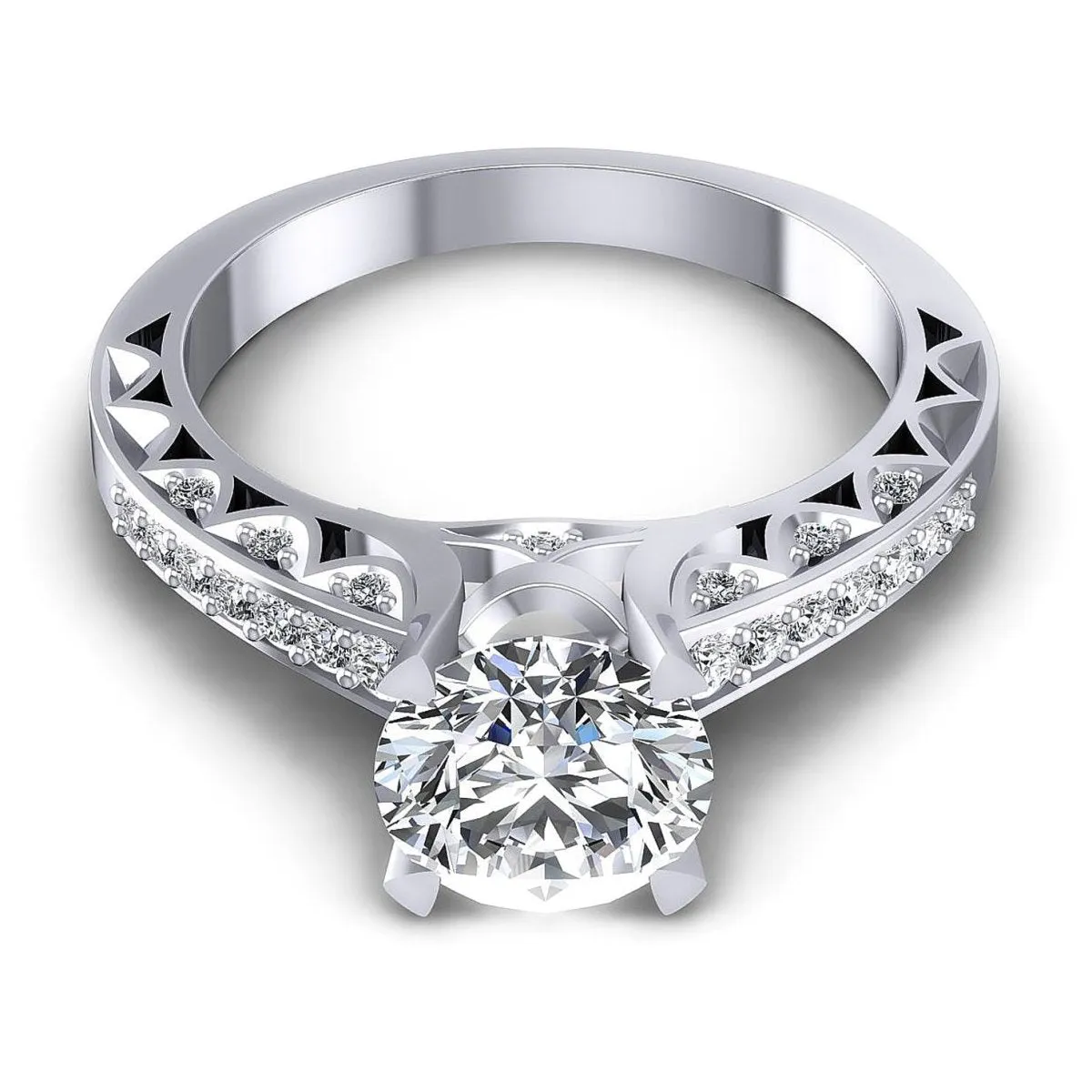 Certified 1.25CT Round Cut Diamond Engagement Ring in 14KT White Gold