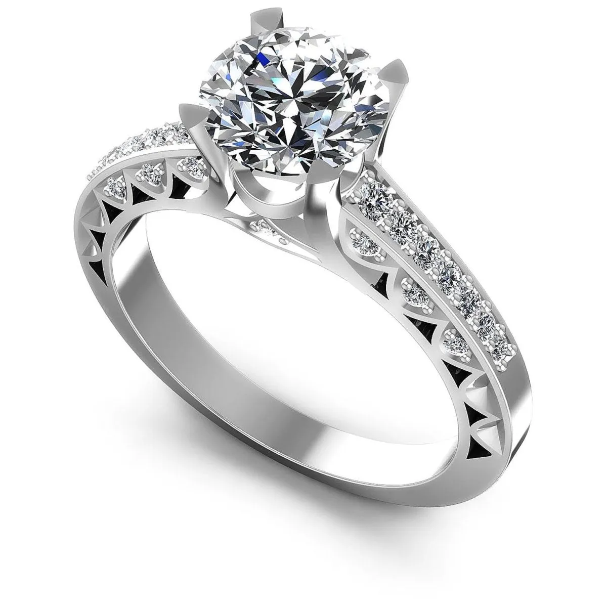 Certified 1.25CT Round Cut Diamond Engagement Ring in 14KT White Gold