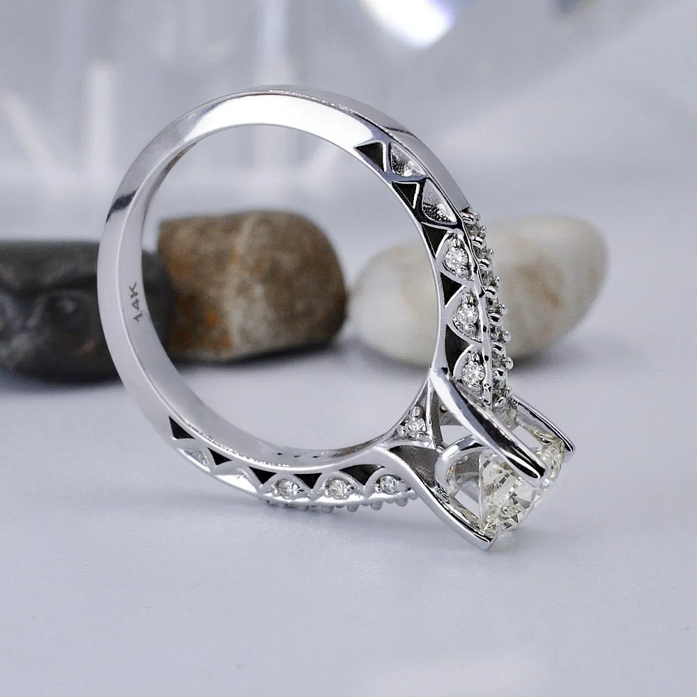 Certified 1.25CT Round Cut Diamond Engagement Ring in 14KT White Gold
