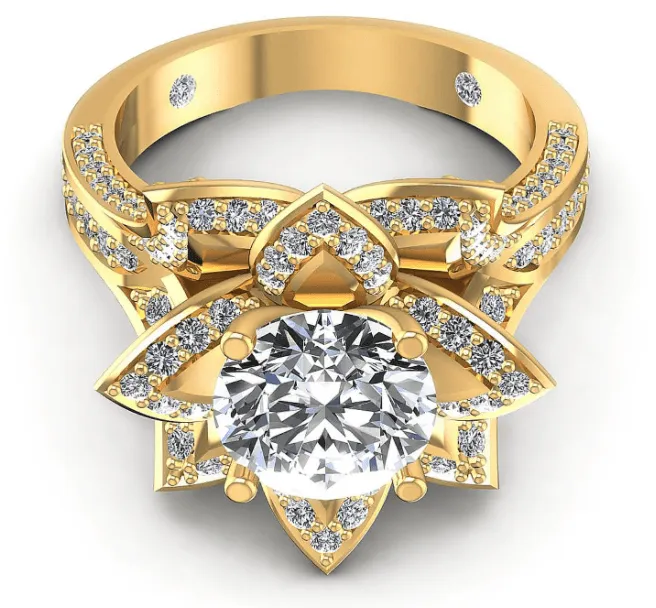 Certified 2.22 CT Round Cut Diamond Engagement Ring in 14 KT Yellow Gold