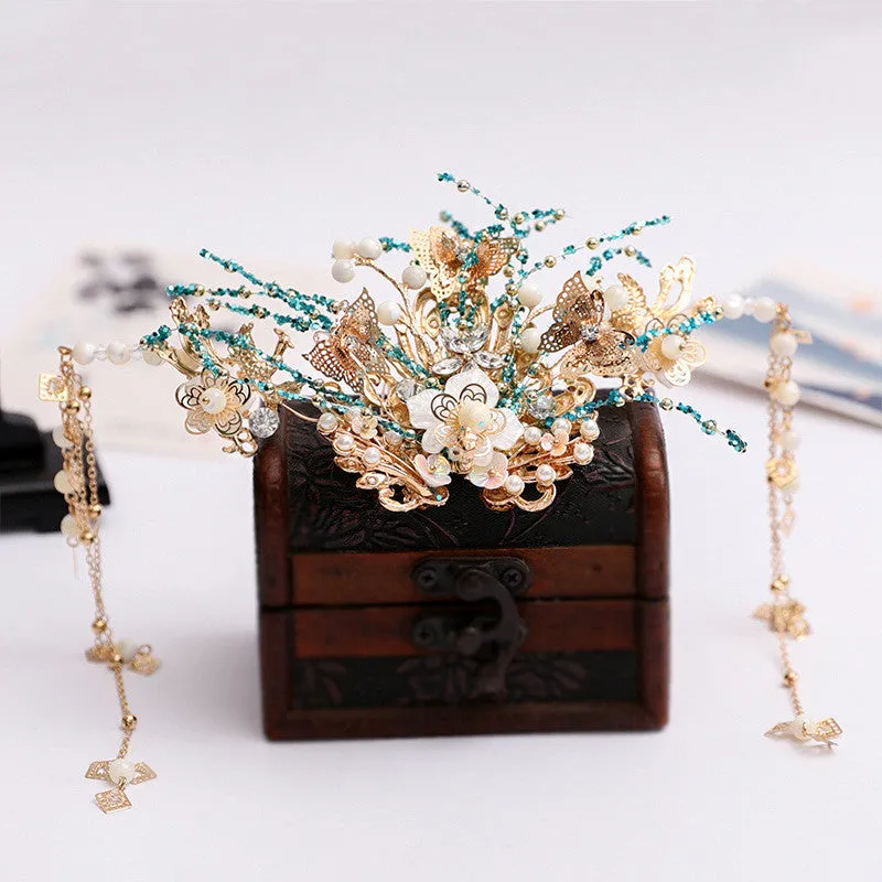 Charm Pearl Tassel Hairpin Chinese Wedding Bridal Headwear
