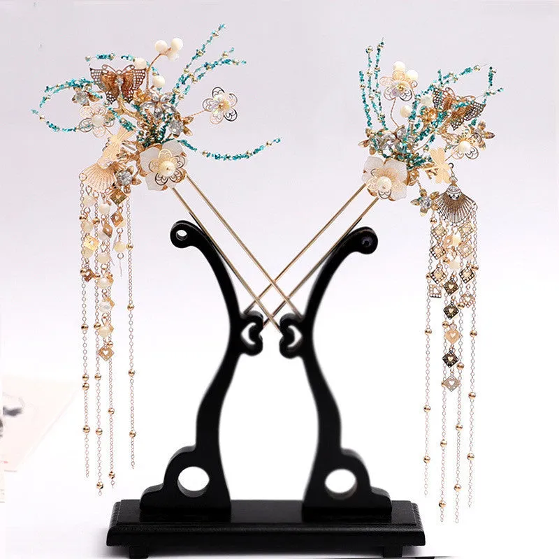 Charm Pearl Tassel Hairpin Chinese Wedding Bridal Headwear