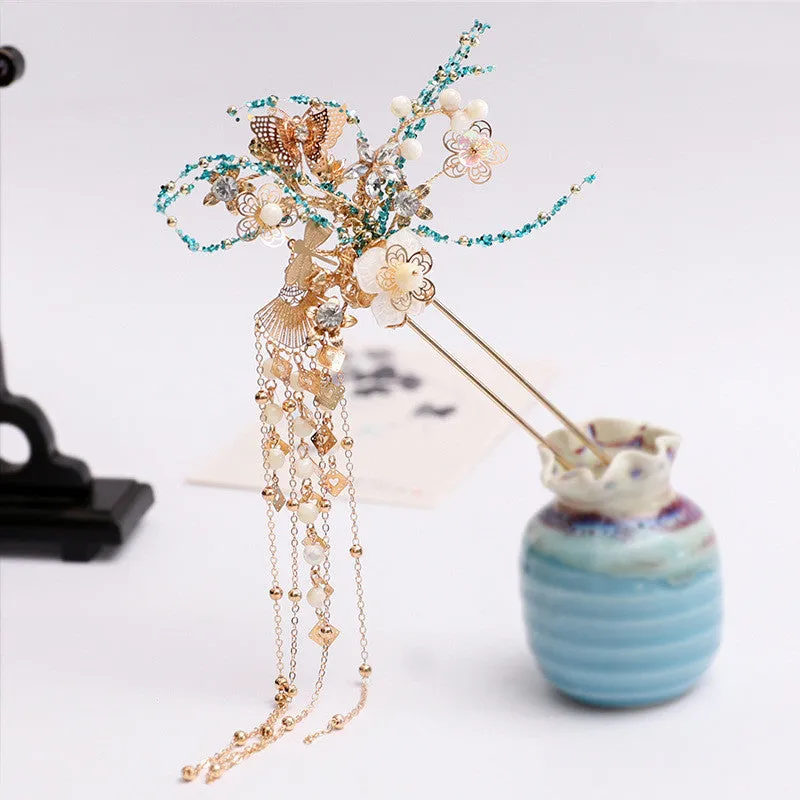 Charm Pearl Tassel Hairpin Chinese Wedding Bridal Headwear