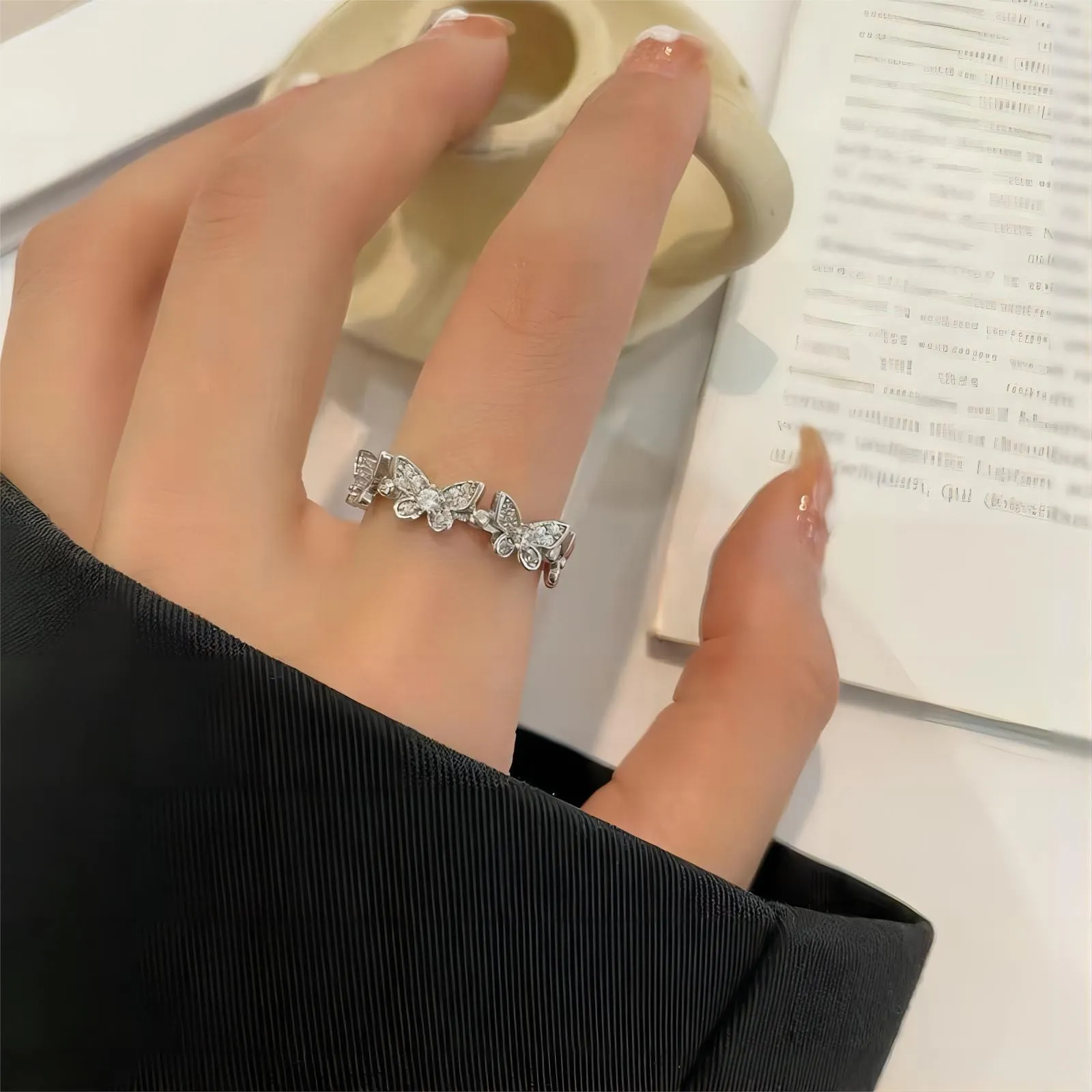 Charming Silver Butterfly Ring