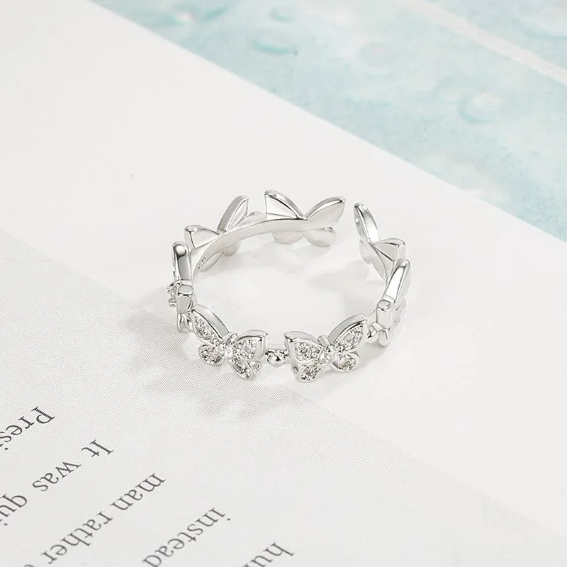 Charming Silver Butterfly Ring
