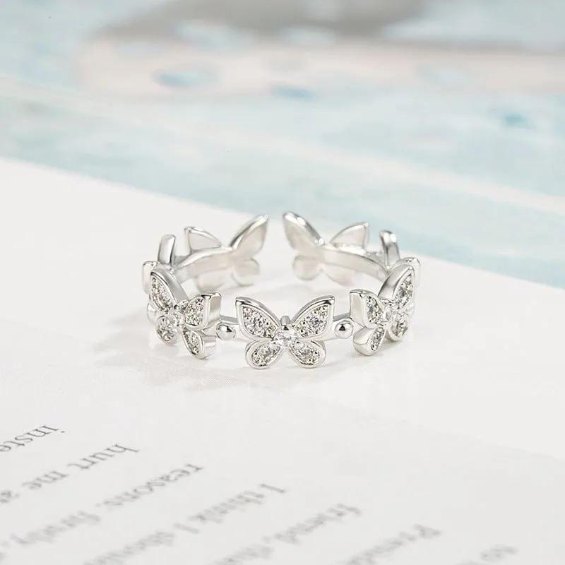 Charming Silver Butterfly Ring