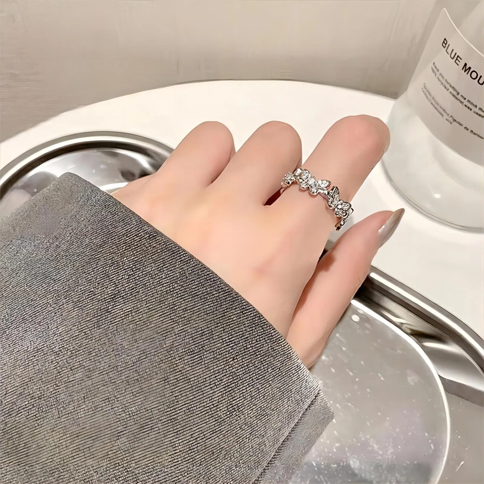 Charming Silver Butterfly Ring