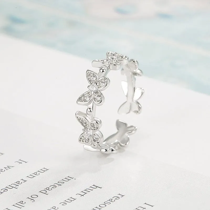 Charming Silver Butterfly Ring