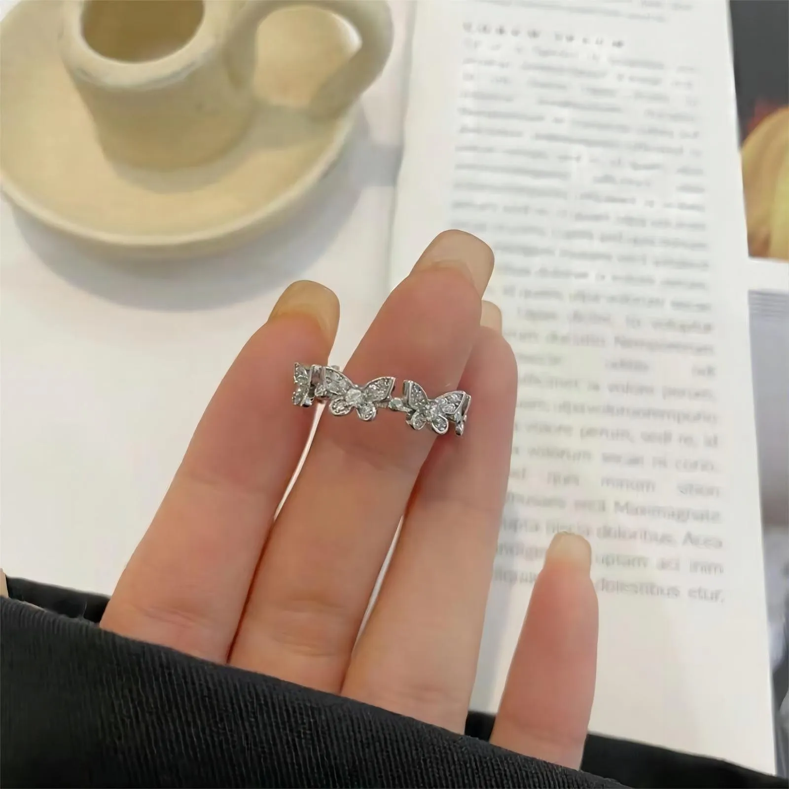Charming Silver Butterfly Ring
