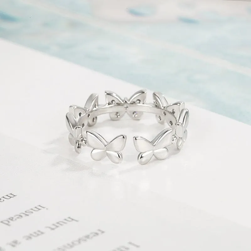 Charming Silver Butterfly Ring