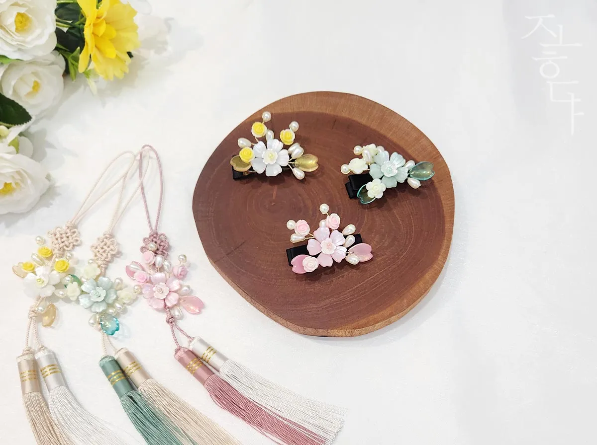 Cherry Blossom & Rose Hairpin (3 Colors)
