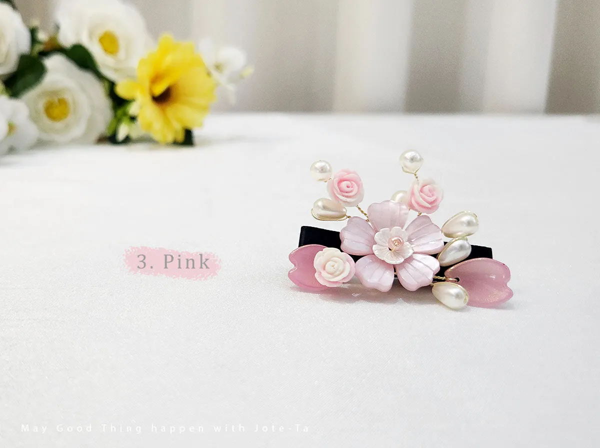 Cherry Blossom & Rose Hairpin (3 Colors)