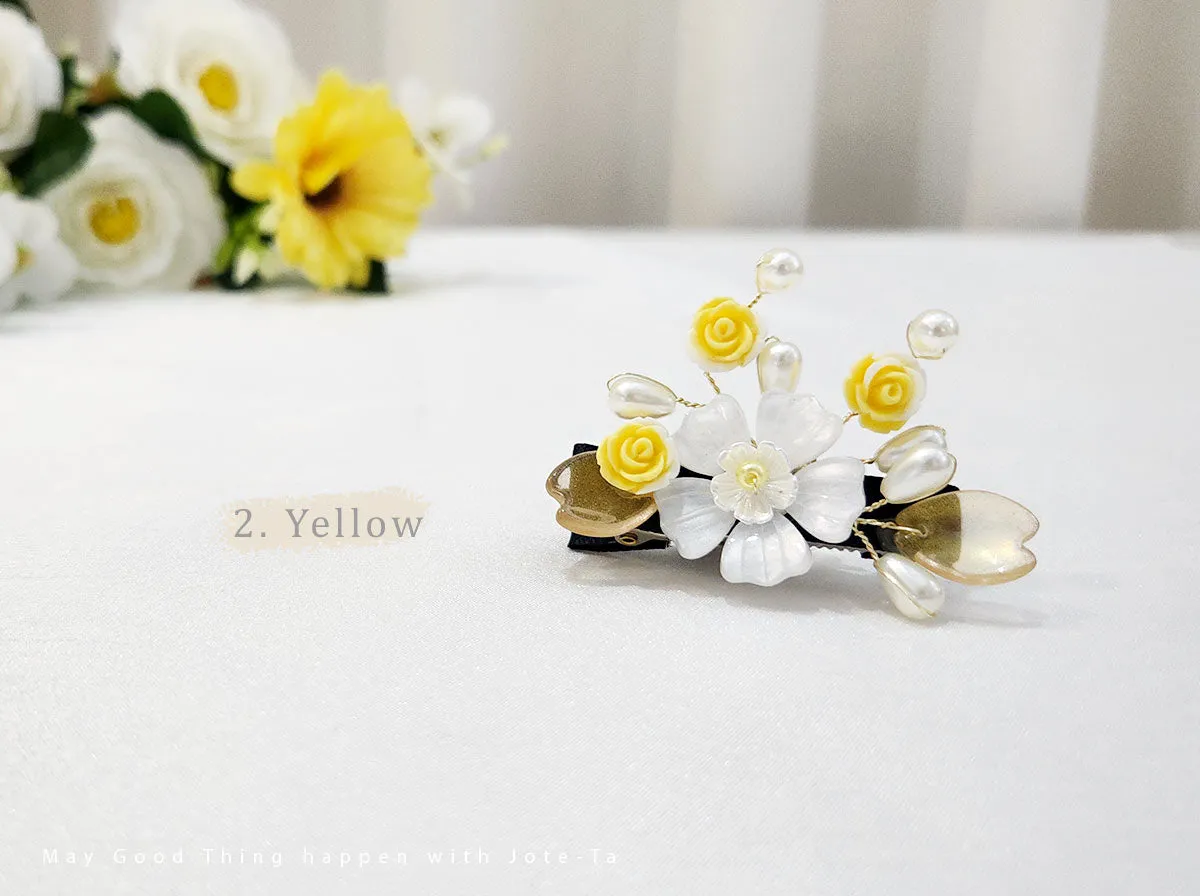 Cherry Blossom & Rose Hairpin (3 Colors)