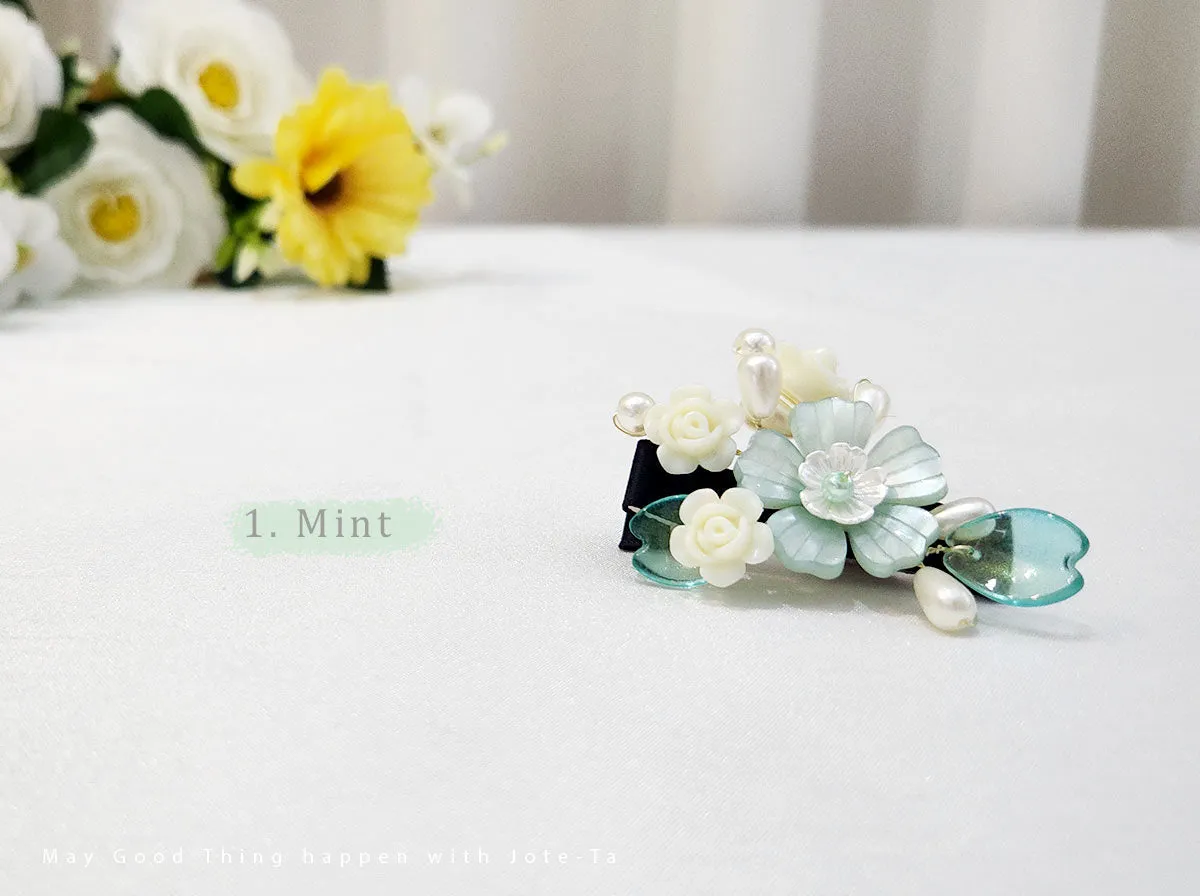 Cherry Blossom & Rose Hairpin (3 Colors)