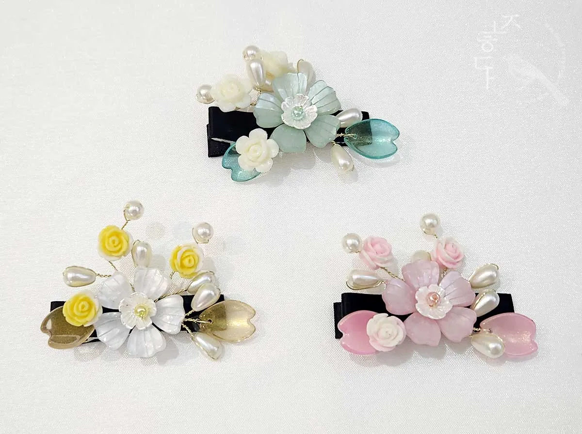 Cherry Blossom & Rose Hairpin (3 Colors)