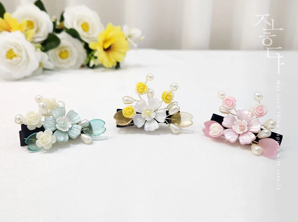 Cherry Blossom & Rose Hairpin (3 Colors)