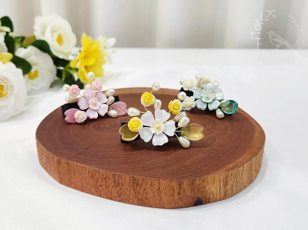 Cherry Blossom & Rose Hairpin (3 Colors)