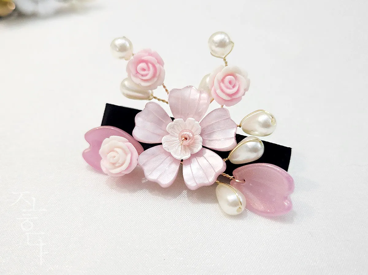 Cherry Blossom & Rose Hairpin (3 Colors)