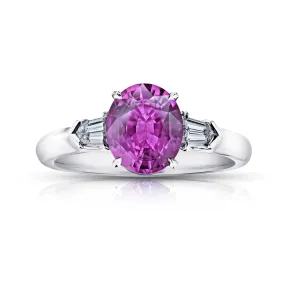 Classic Oval Pink Sapphire Diamond Engagement Ring