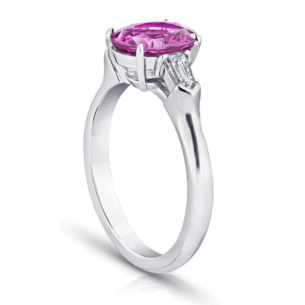 Classic Oval Pink Sapphire Diamond Engagement Ring