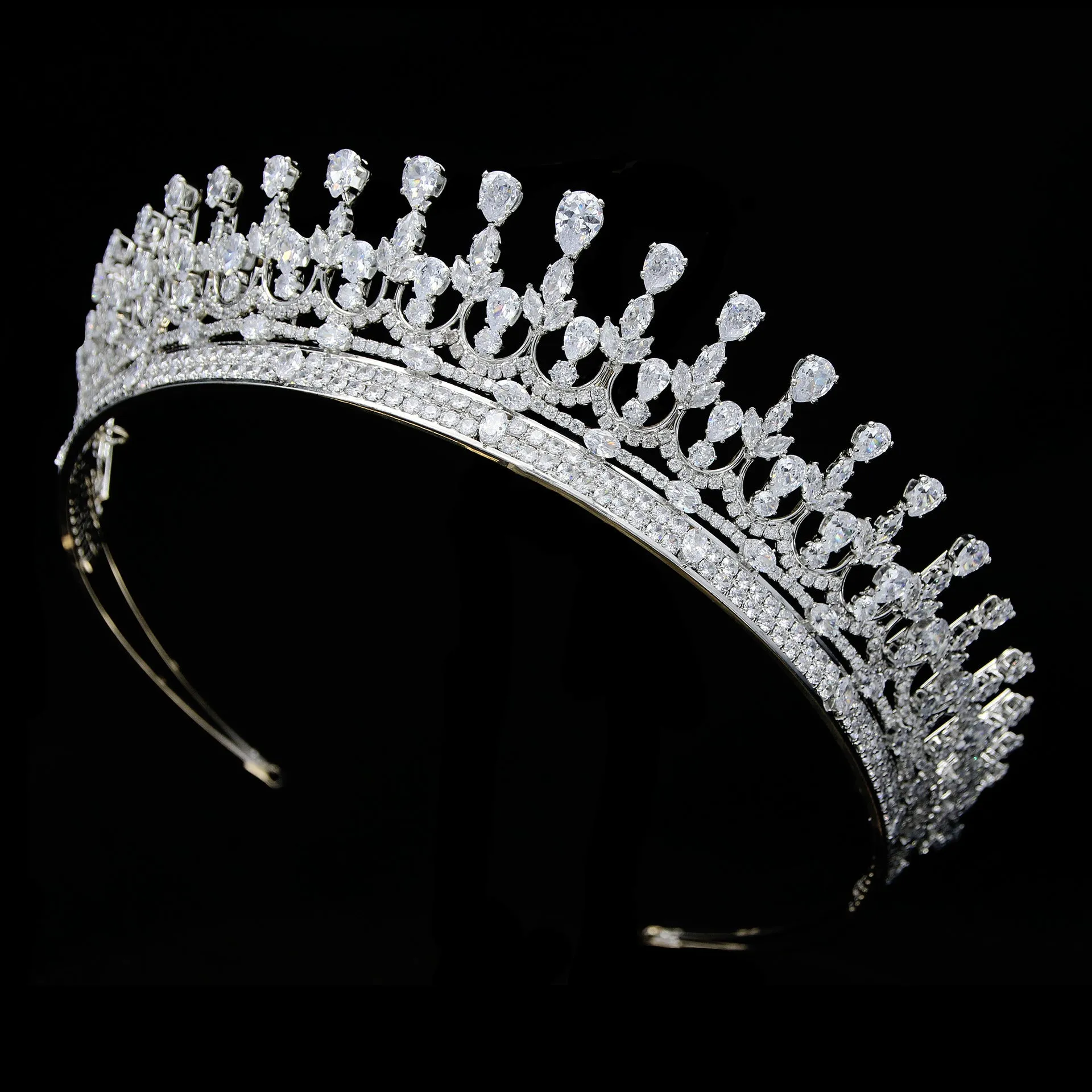 Classic Zirconia Wedding Tiara,Crystal Big Tiara for Bride,Prom,Party Head Accessories GH0066