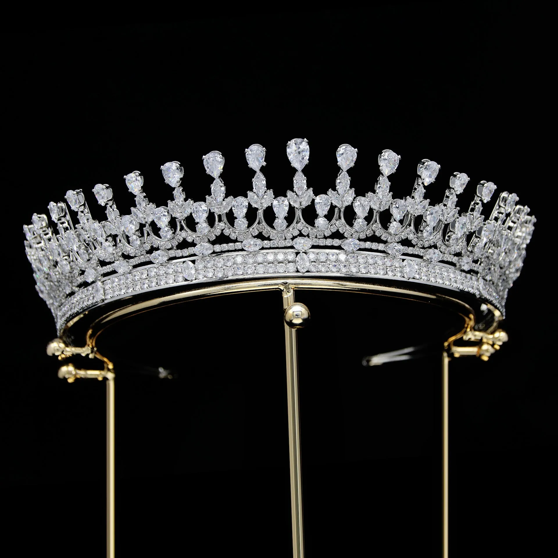 Classic Zirconia Wedding Tiara,Crystal Big Tiara for Bride,Prom,Party Head Accessories GH0066