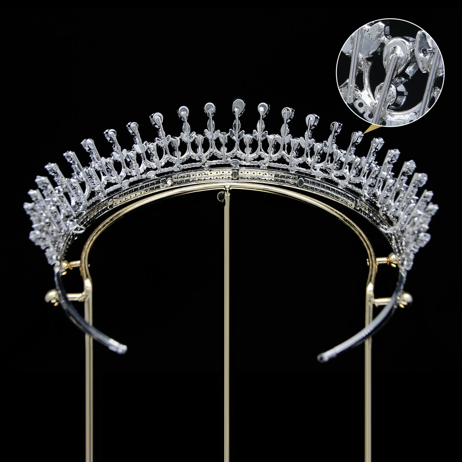 Classic Zirconia Wedding Tiara,Crystal Big Tiara for Bride,Prom,Party Head Accessories GH0066