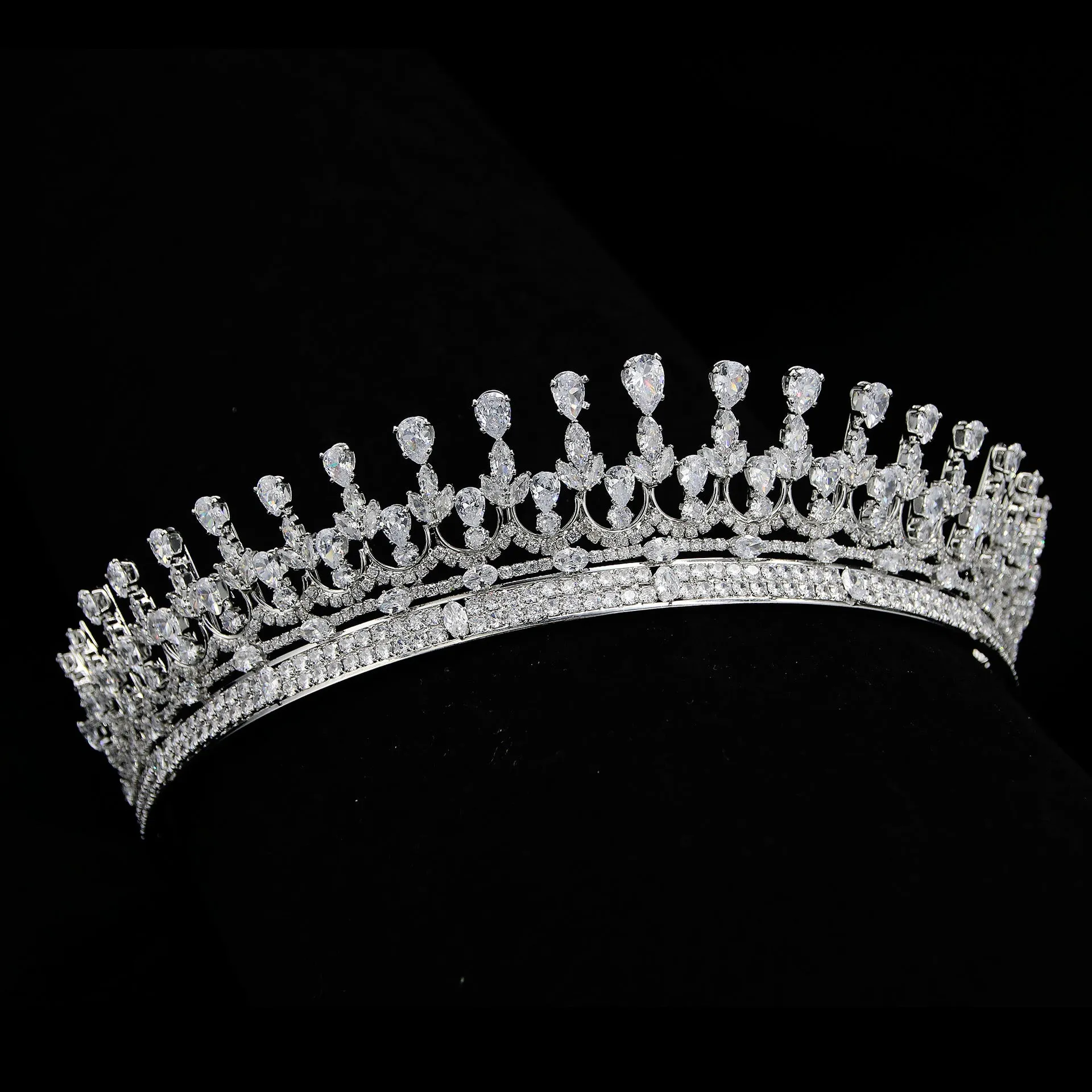 Classic Zirconia Wedding Tiara,Crystal Big Tiara for Bride,Prom,Party Head Accessories GH0066