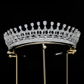 Classic Zirconia Wedding Tiara,Crystal Big Tiara for Bride,Prom,Party Head Accessories GH0066