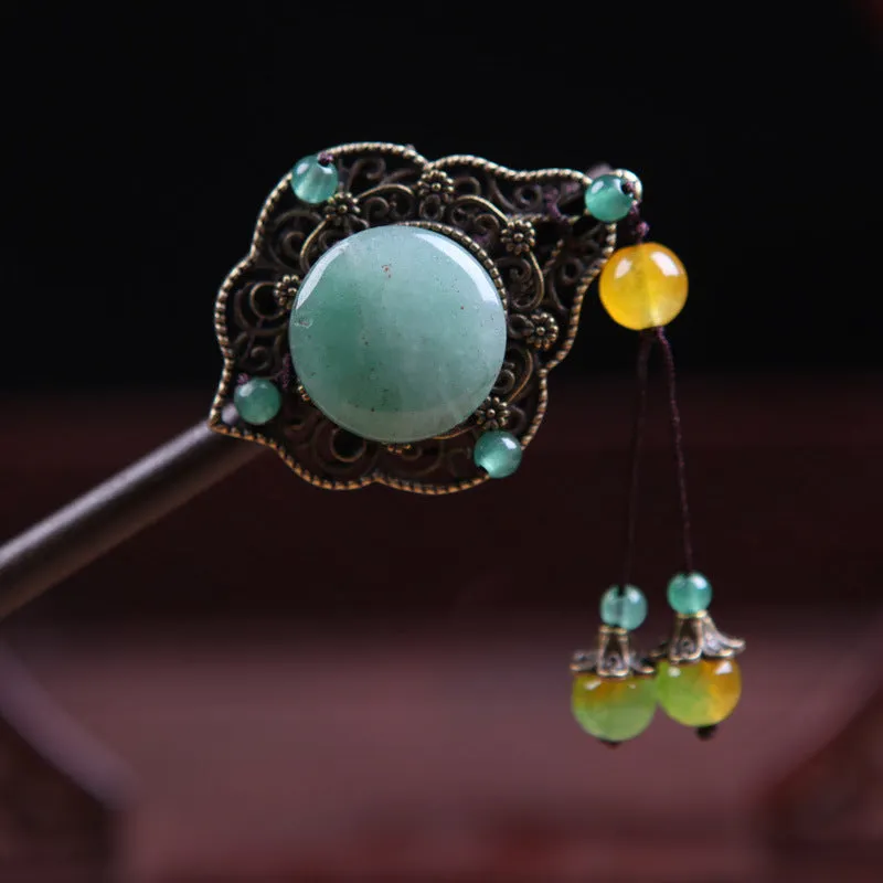 Classical Green Jade Headdress Hairpin