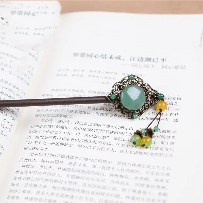 Classical Green Jade Headdress Hairpin