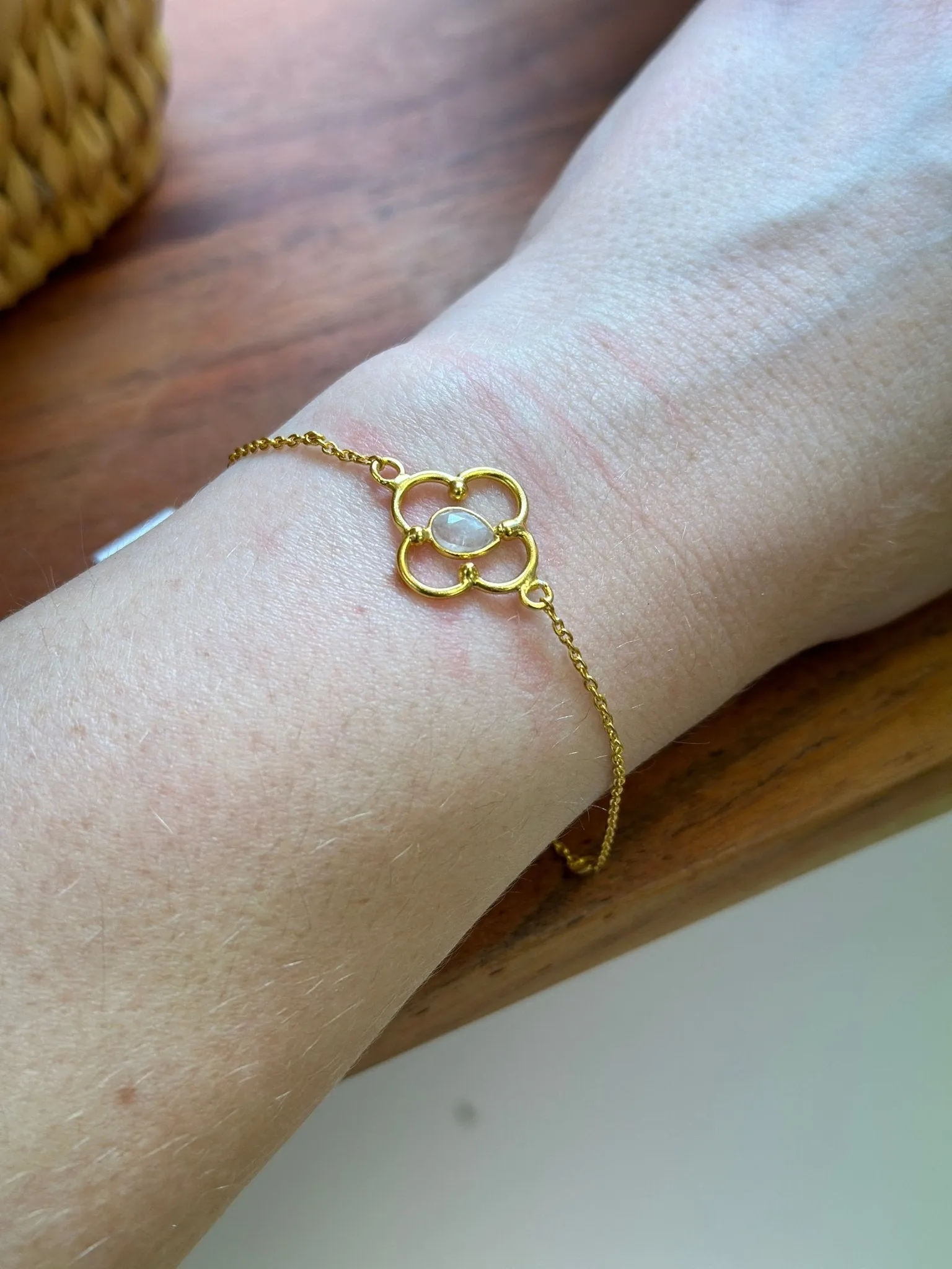 Clover Moonstone Bracelet