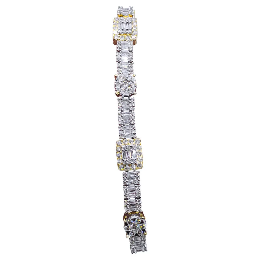 Cluster Rectangle & Round 5.00cttw Diamond Bracelet 10K Gold