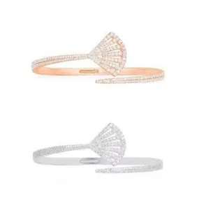 Created Diamond Scalloped Opening Bracelet