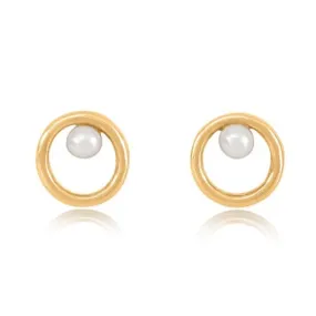 Credo gold circle studs with cultured freshwater pearls