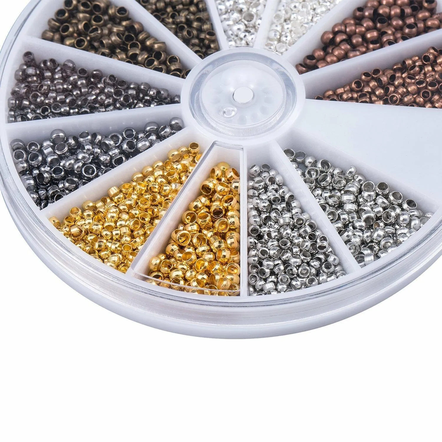 Crimp Beads 2250PCS 6 Colors 2mm 2.5mm Mix Round Bras Tube Bracelet Loose Beads