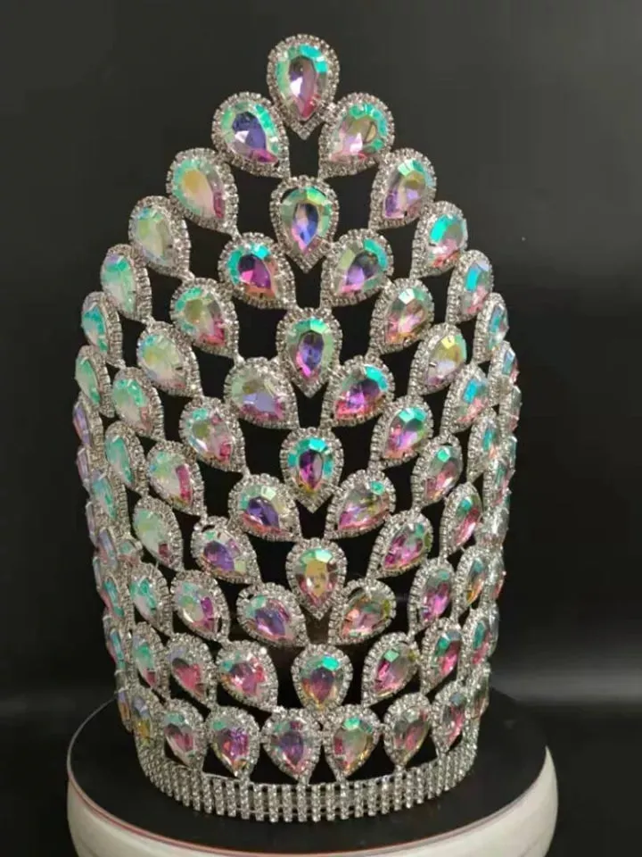 Crystal Pageant Tiara Crown tall wedding Crown