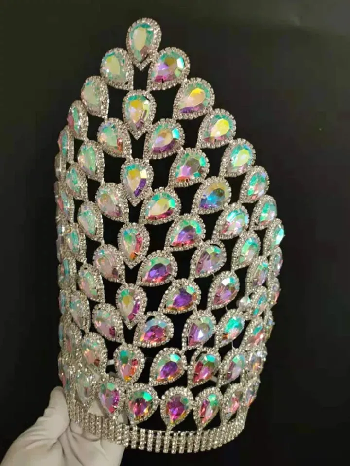Crystal Pageant Tiara Crown tall wedding Crown