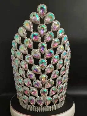 Crystal Pageant Tiara Crown tall wedding Crown