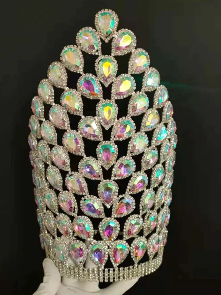 Crystal Pageant Tiara Crown tall wedding Crown