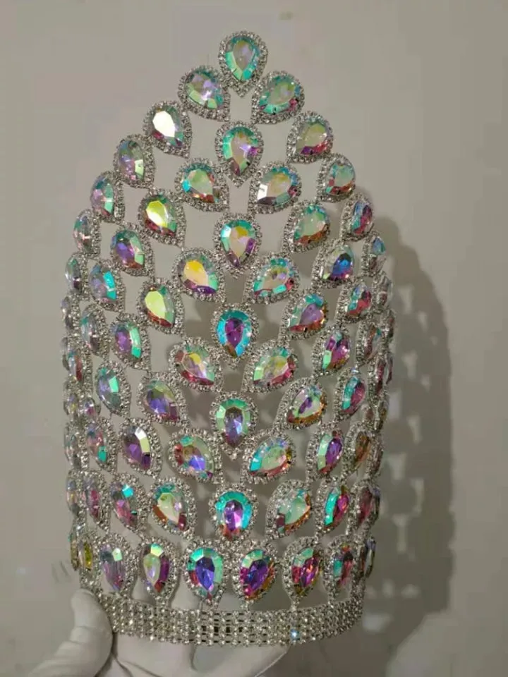 Crystal Pageant Tiara Crown tall wedding Crown