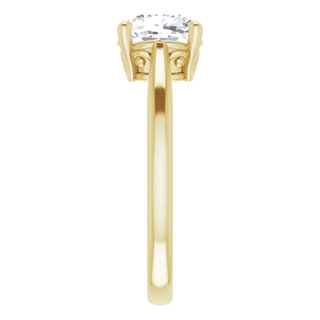 Cubic Zirconia Engagement Ring- The Abbey Ro (Customizable Cushion Cut Solitaire with 'Incomplete' Decorations)