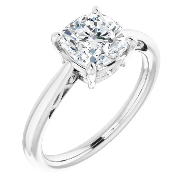 Cubic Zirconia Engagement Ring- The Abbey Ro (Customizable Cushion Cut Solitaire with 'Incomplete' Decorations)
