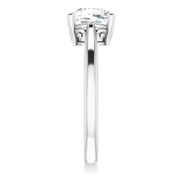 Cubic Zirconia Engagement Ring- The Abbey Ro (Customizable Cushion Cut Solitaire with 'Incomplete' Decorations)