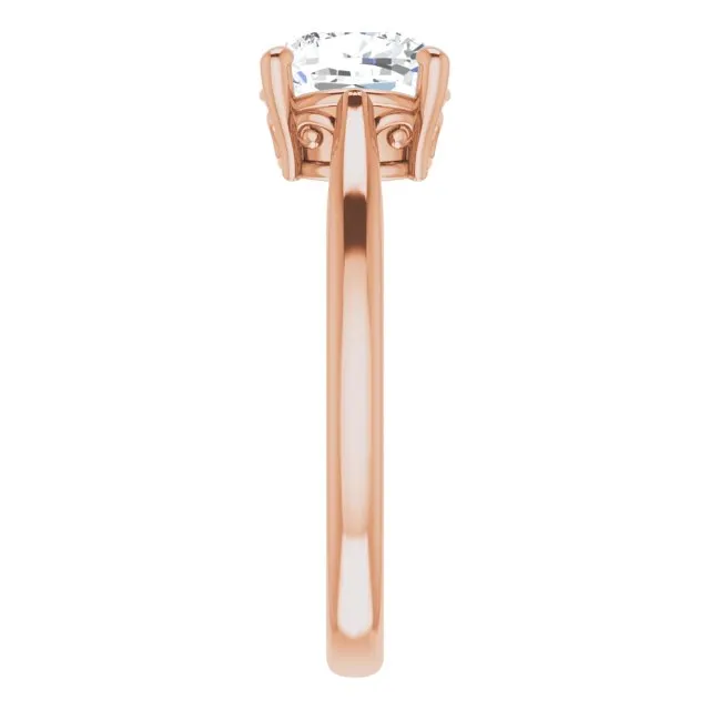 Cubic Zirconia Engagement Ring- The Abbey Ro (Customizable Cushion Cut Solitaire with 'Incomplete' Decorations)