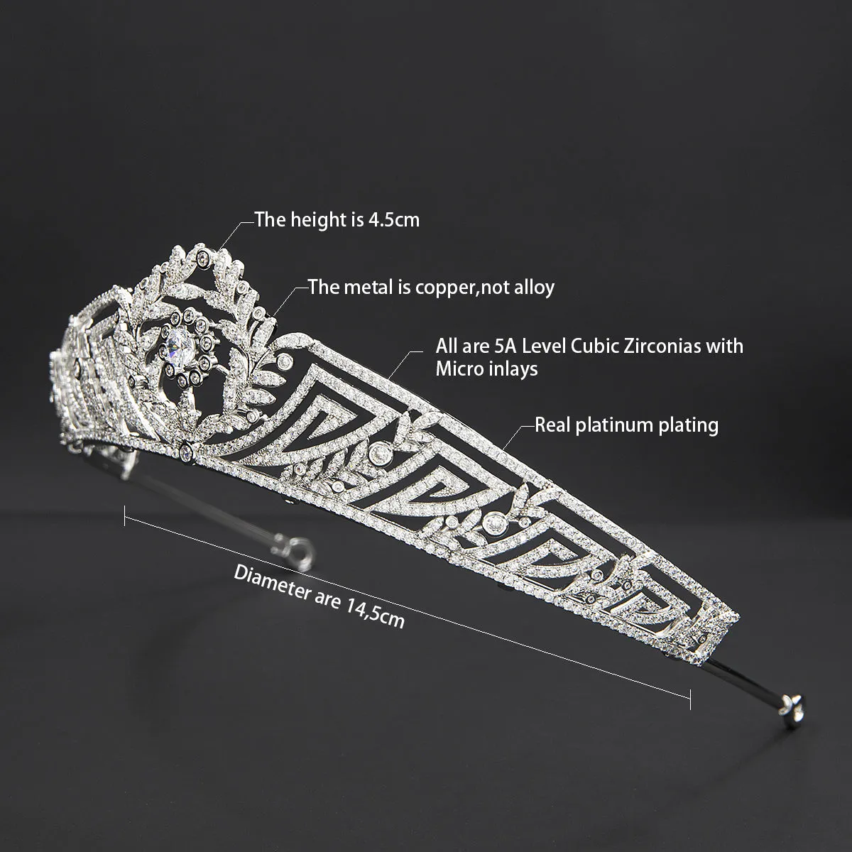 Cubic Zirconia Royal Replica Tiara for Wedding,Crystal Bride Tiaras for Bride CH10360