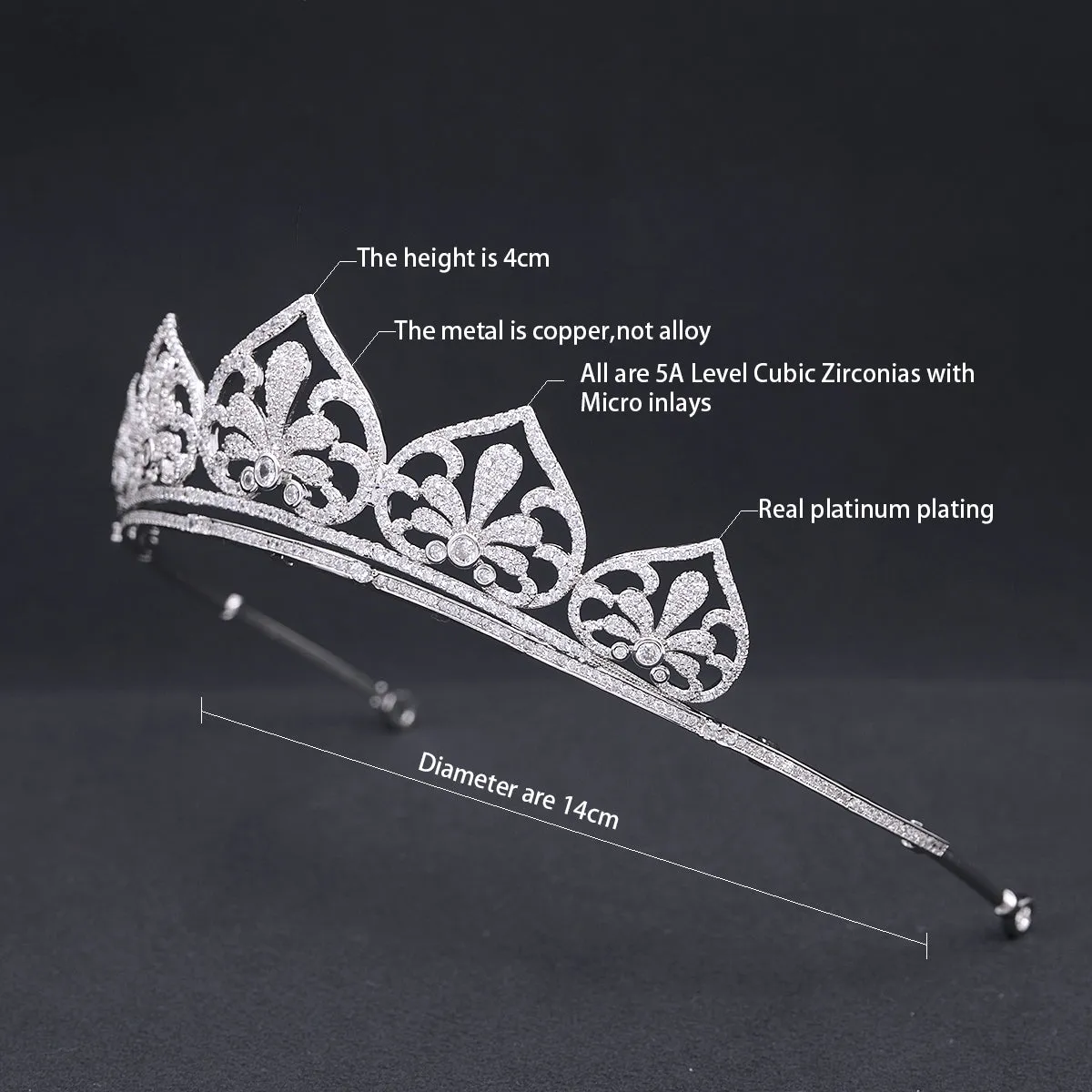 Cubic Zirconia Royal Tiara for Wedding,Crystal Bridal Headpieces for Women CH10392