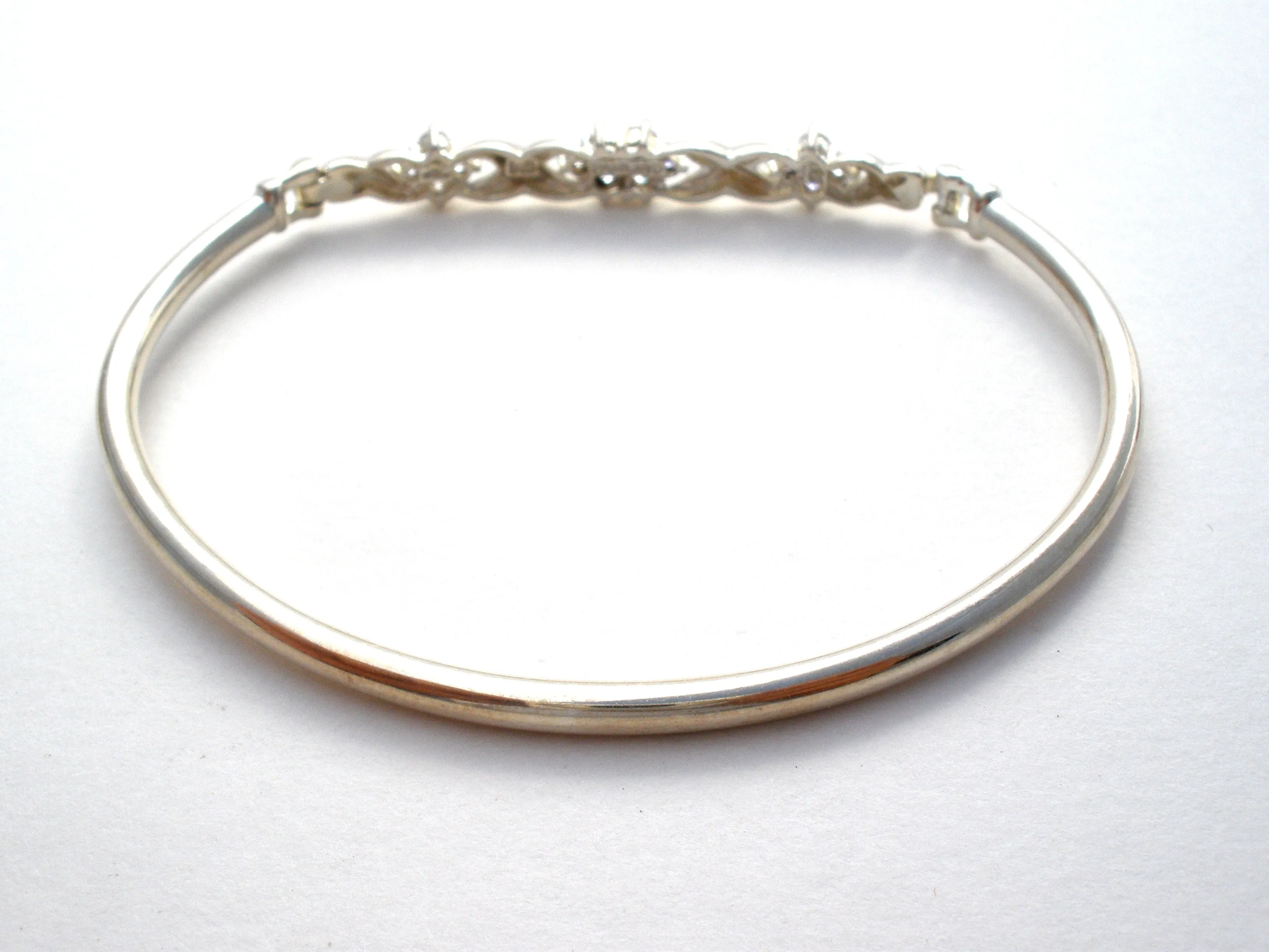 Cubic Zirconia Sterling Silver Bangle Bracelet
