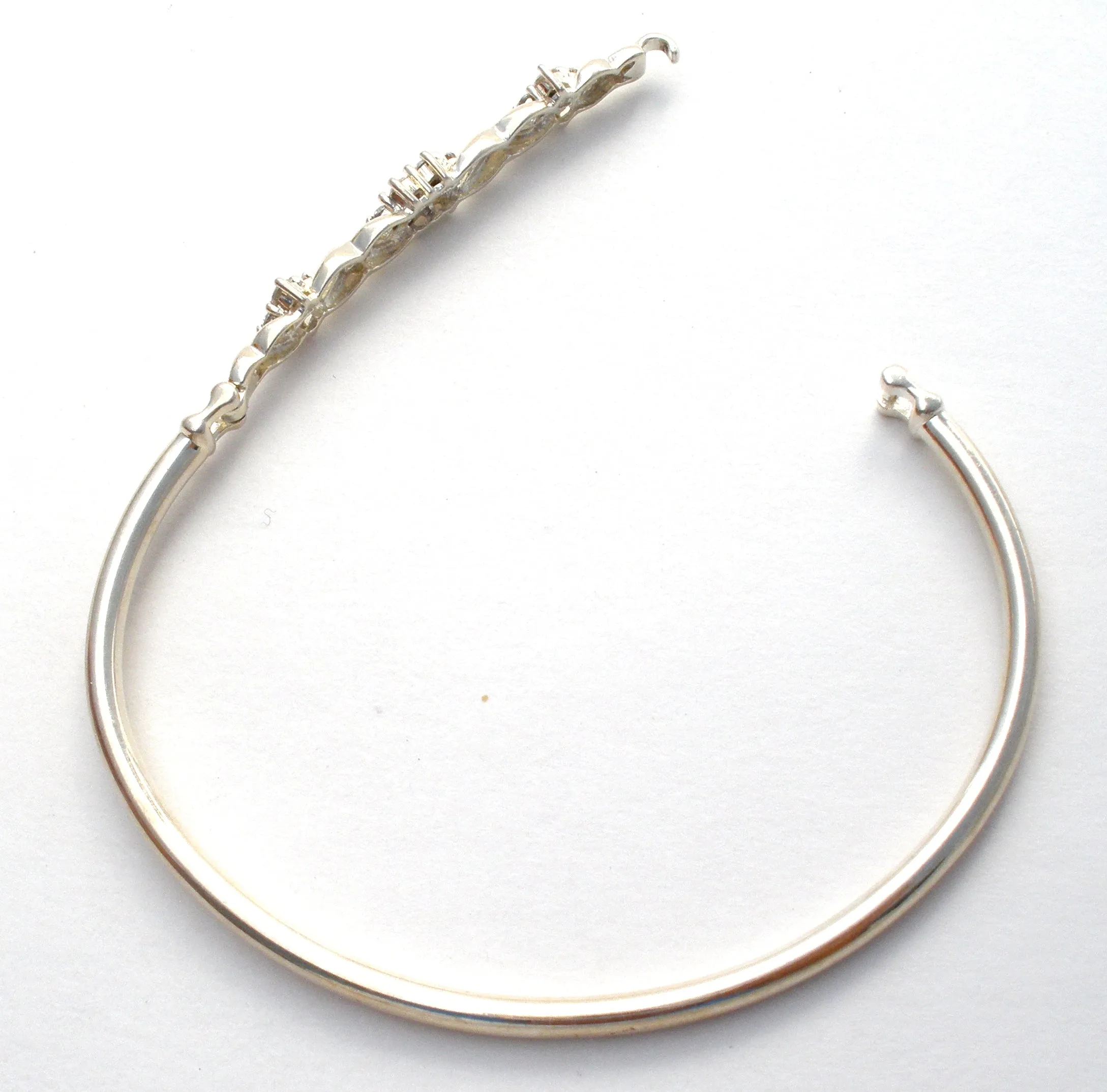 Cubic Zirconia Sterling Silver Bangle Bracelet