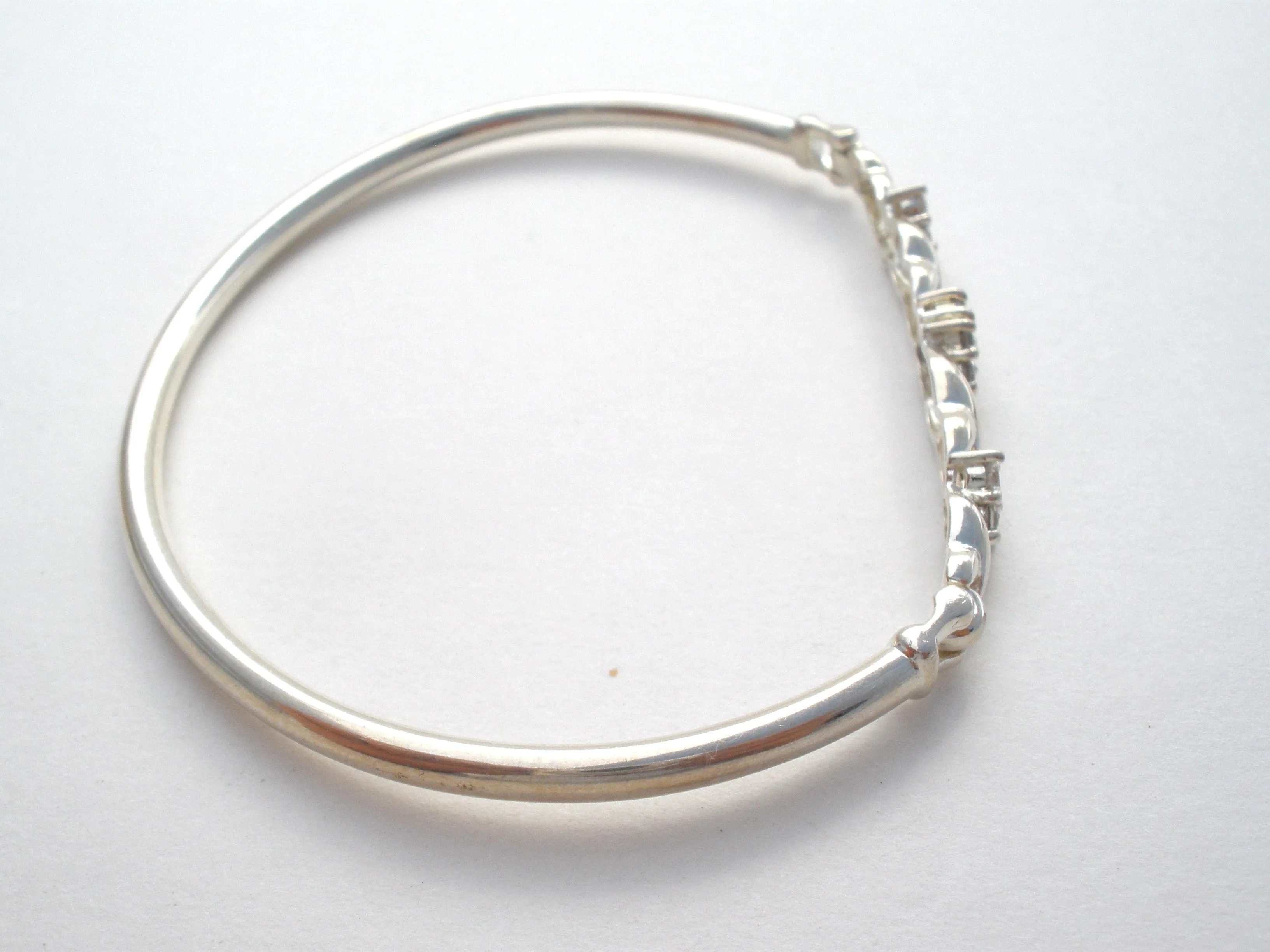 Cubic Zirconia Sterling Silver Bangle Bracelet